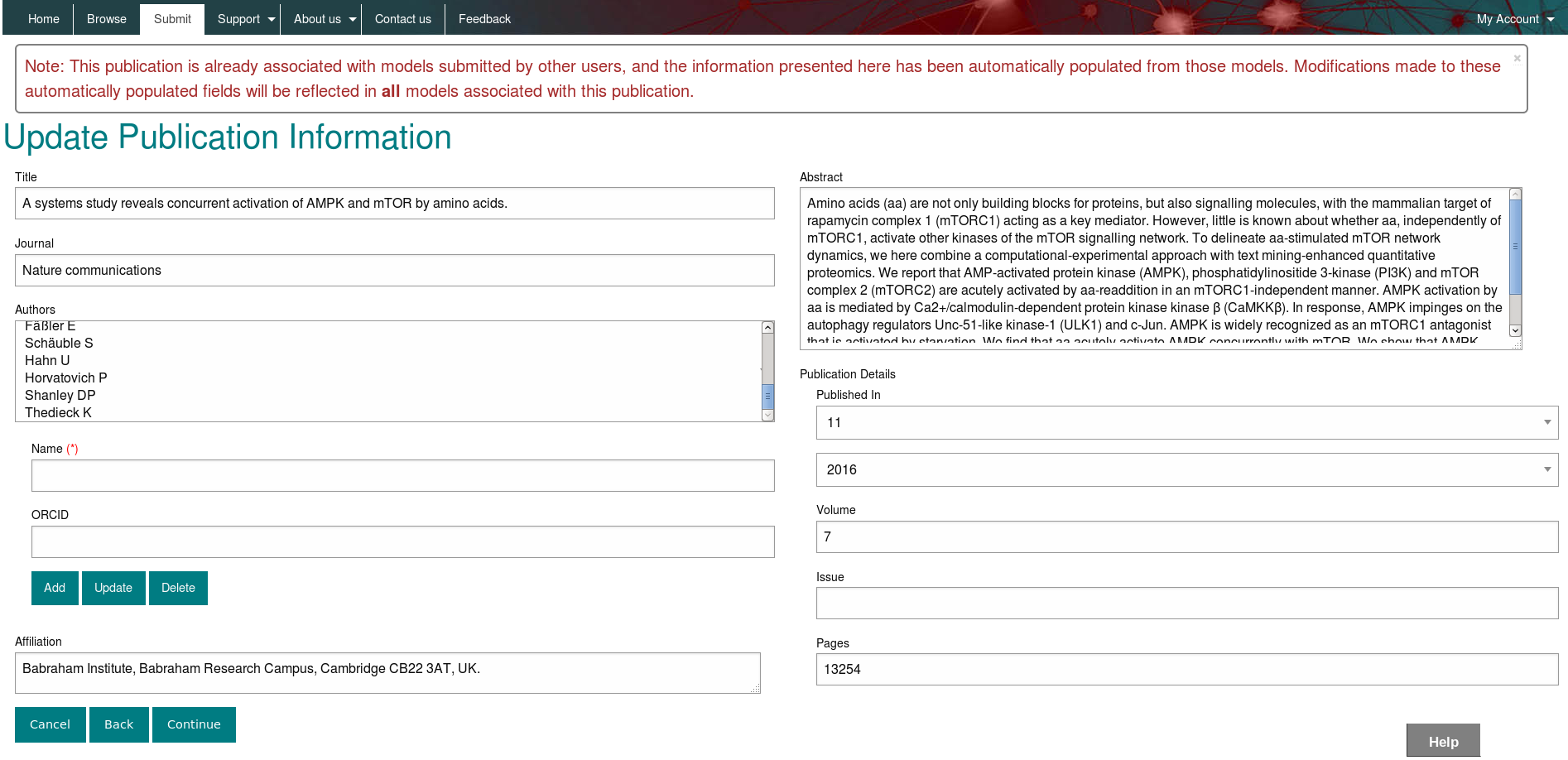 Publication details page